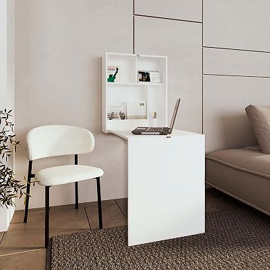 Stovall Folding Table, 4 Shelves, White