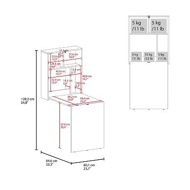 Stovall Folding Table, 4 Shelves, White