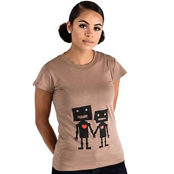 Women's Sweet Vibes Robot T-Shirt Stretch Jersey Tee
