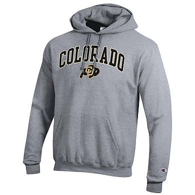 Men's Champion Heather Gray Colorado Buffaloes Arch Over Logo Pullover Hoodie