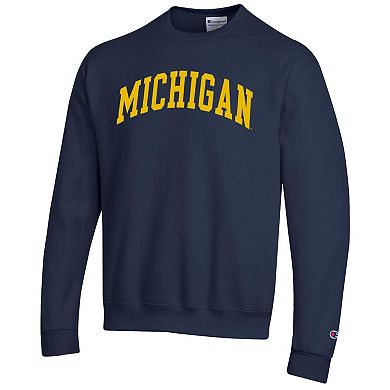 Men's Champion Navy Michigan Wolverines Basic Arch Fleece Pullover Sweatshirt