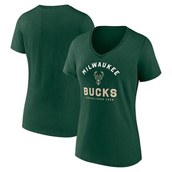 Women's Logo Athletic Hunter Green Milwaukee Bucks Unrivaled V-Neck T-Shirt