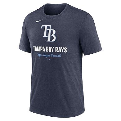 Men's Nike Heather Navy Tampa Bay Rays Logo Tri-Blend T-Shirt