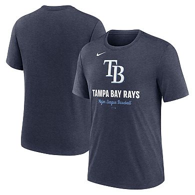 Men's Nike Heather Navy Tampa Bay Rays Logo Tri-Blend T-Shirt