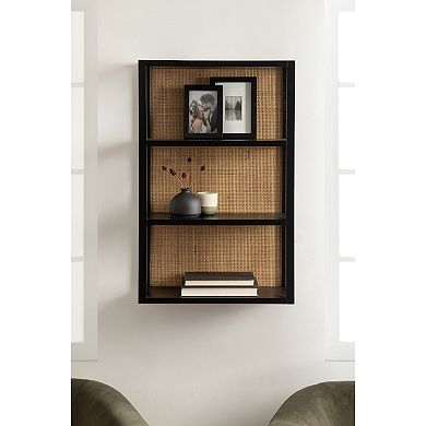 Ori Rattan/Wood Wall Shelf 19x30