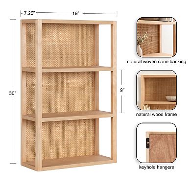 Ori Rattan/Wood Wall Shelf 19x30