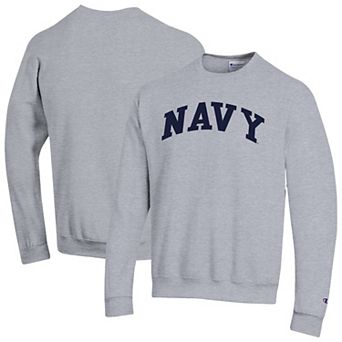Men's Champion Heather Gray Navy Midshipmen Basic Arch Fleece Pullover Sweatshirt