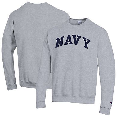 Men's Champion Heather Gray Navy Midshipmen Basic Arch Fleece Pullover Sweatshirt