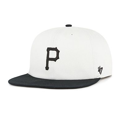 Men's '47 White/Black Pittsburgh Pirates Foundation Captain Snapback Hat