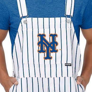 Men's FOCO White New York Mets Pinstripe Bib Overalls