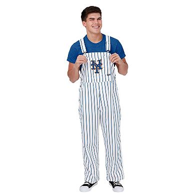 Men's FOCO White New York Mets Pinstripe Bib Overalls