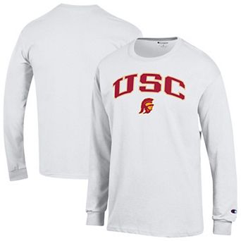 Men's Champion White USC Trojans Arch Over Logo Long Sleeve T-Shirt