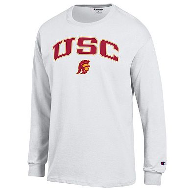 Men's Champion White USC Trojans Arch Over Logo Long Sleeve T-Shirt