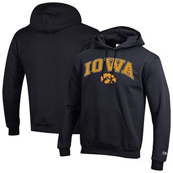 Men's Champion® Black Iowa Hawkeyes Arch Over Logo Pullover Hoodie