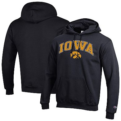 Men's Champion® Black Iowa Hawkeyes Arch Over Logo Pullover Hoodie