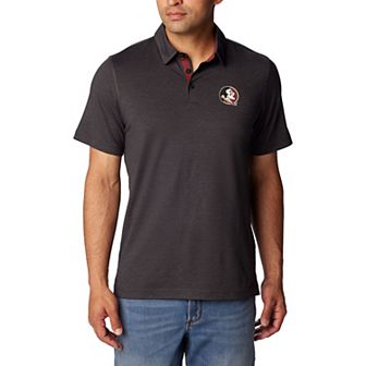 Men's�Columbia Heather Black Florida State Seminoles Tech Trail Omni-Wick Polo