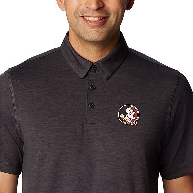 Men's Columbia Heather Black Florida State Seminoles Tech Trail Omni-Wick Polo