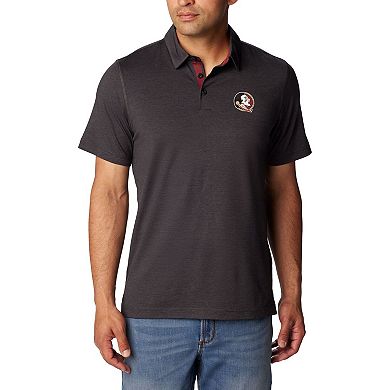 Men's Columbia Heather Black Florida State Seminoles Tech Trail Omni-Wick Polo