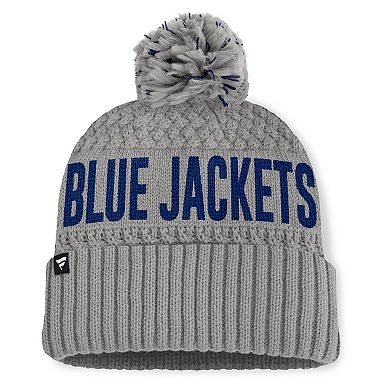 Women's Fanatics Gray Columbus Blue Jackets Heritage Tilly Cuffed Knit Hat with Pom