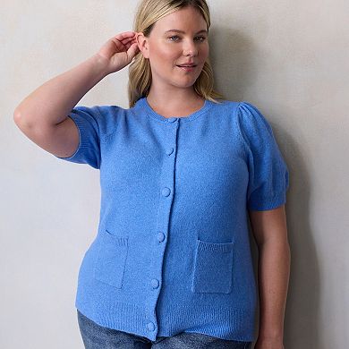 Plus Size LC Lauren Conrad Short Sleeve Cardigan