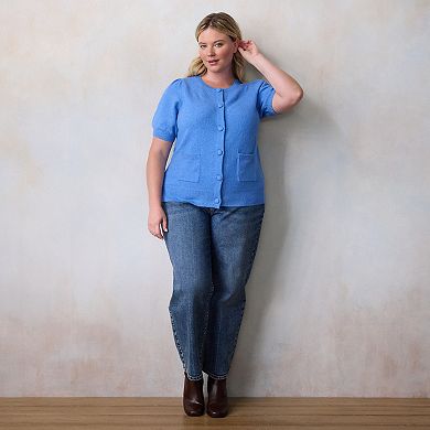 Plus Size LC Lauren Conrad Short Sleeve Cardigan