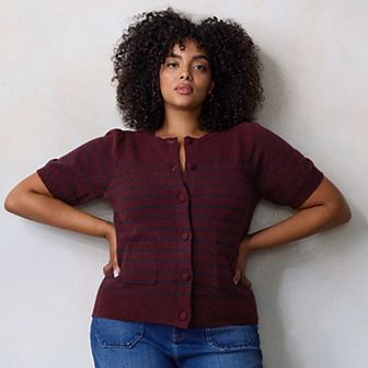Plus Size LC Lauren Conrad Short Sleeve Cardigan