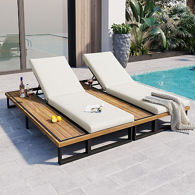 Merax Outdoor Chaise Lounge Chair Set of 2 with 5-Position Adjustable Backrest