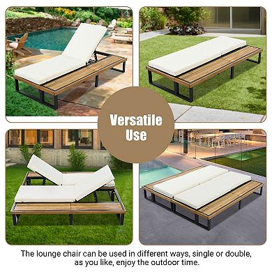 Merax Outdoor Chaise Lounge Chair Set of 2 with 5-Position Adjustable Backrest