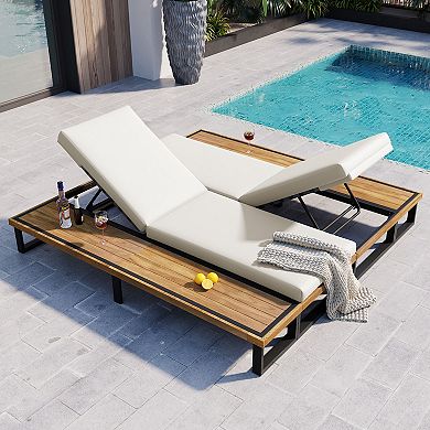 Merax Outdoor Chaise Lounge Chair Set of 2 with 5-Position Adjustable Backrest