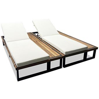 Merax Outdoor Chaise Lounge Chair Set of 2 with 5-Position Adjustable Backrest