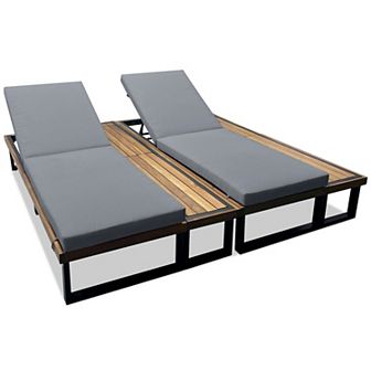 Merax Outdoor Chaise Lounge Chair Set of 2 with 5-Position Adjustable Backrest