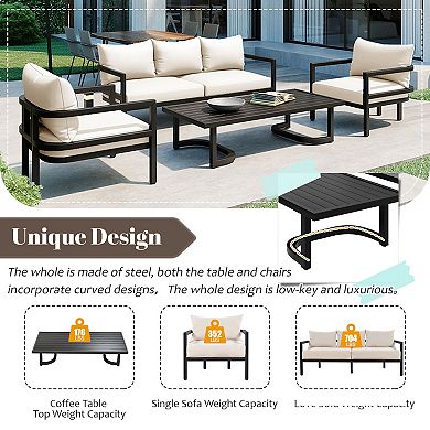 Merax Multi-person Outdoor Steel Sofa Set, Waterproof, Anti-rust and Anti-uv, Suitable for Gardens
