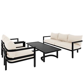 Merax Multi-person Outdoor Steel Sofa Set, Waterproof, Anti-rust and Anti-uv, Suitable for Gardens