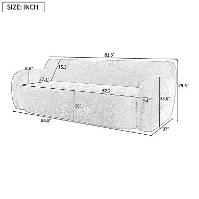 Merax 81.5" Minimalist Compression Sofa, Curved Design, 3-Seater Casual Sofa for Living Rooms