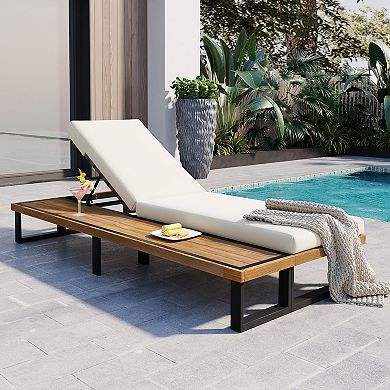 Merax Outdoor Chaise Lounge Chair with 5-Position Adjustable Backrest
