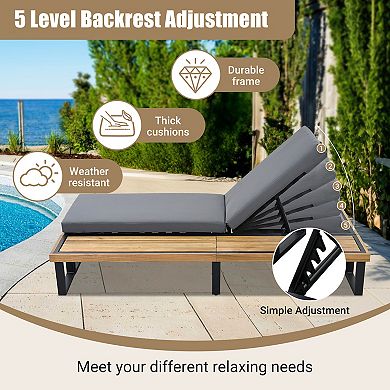 Merax Outdoor Chaise Lounge Chair with 5-Position Adjustable Backrest