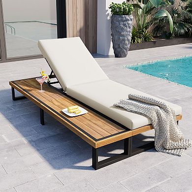 Merax Outdoor Chaise Lounge Chair with 5-Position Adjustable Backrest