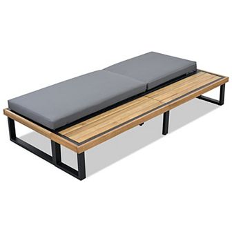 Merax Outdoor Chaise Lounge Chair with 5-Position Adjustable Backrest