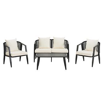 Merax Durable and Comfortable Outdoor Seating Set,Suitable for Patios, Lawns, and Poolsides