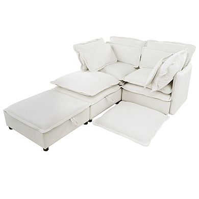 Merax Double-Layer Cushion Modular Sofa, Freely Combinable, 4-Seater with Storage Function