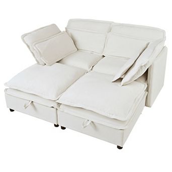 Merax Double-Layer Cushion Modular Sofa, Freely Combinable, 4-Seater with Storage Function