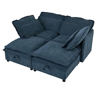 Merax Double-Layer Cushion Modular Sofa, Freely Combinable, 4-Seater with Storage Function