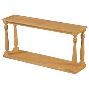 Merax Vintage Wood Grain Console Table with Bottom Shelf and Four Vase Legs