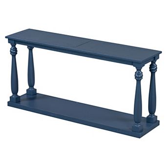 Merax Vintage Wood Grain Console Table with Bottom Shelf and Four Vase Legs