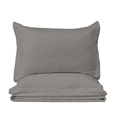 Madelinen® Herringbone Stitched Microfiber Quilt Set with Shams