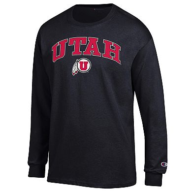 Men's Champion Black Utah Utes Arch Over Logo Long Sleeve T-Shirt