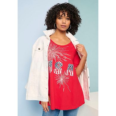 Roaman's Women's Plus Size American Graphic Swing Tee