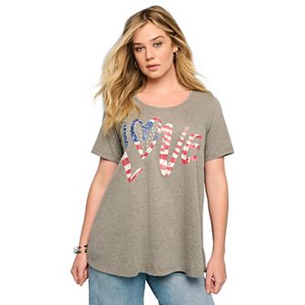Roaman's Women's Plus Size American Graphic Swing Tee