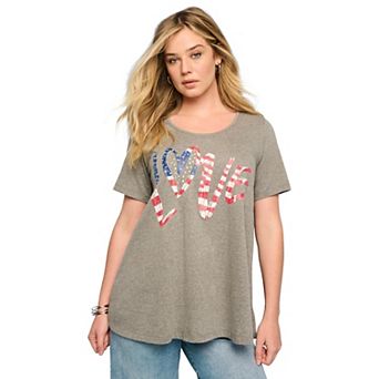 Roaman's Women's Plus Size American Graphic Swing Tee