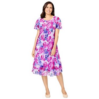 Woman Within Plus Size Overlay Tiered Dress